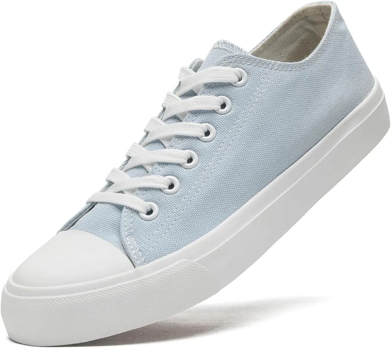 Soofylia Women's Canvas Fashion Sneakers, Grey, Flat Heel, Lace-Up, Lightweight, Breathable, Casual, Summer, Skateboarding