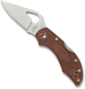 Spyderco Byrd Robin 2 Lightweight Knife Handle with 2.40" Stainless Steel Blade and Brown Non-Slip FRN Handle - PlainEdge - BY10PBN2