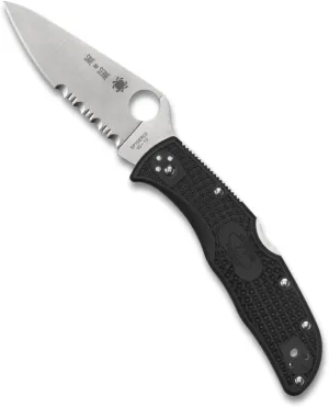 Spyderco Endela Lightweight Knife with Flat Ground Steel Blade and Wildland Firefighter Foundation Black FRN Handle - CombinationEdge - C243FPSBKRD