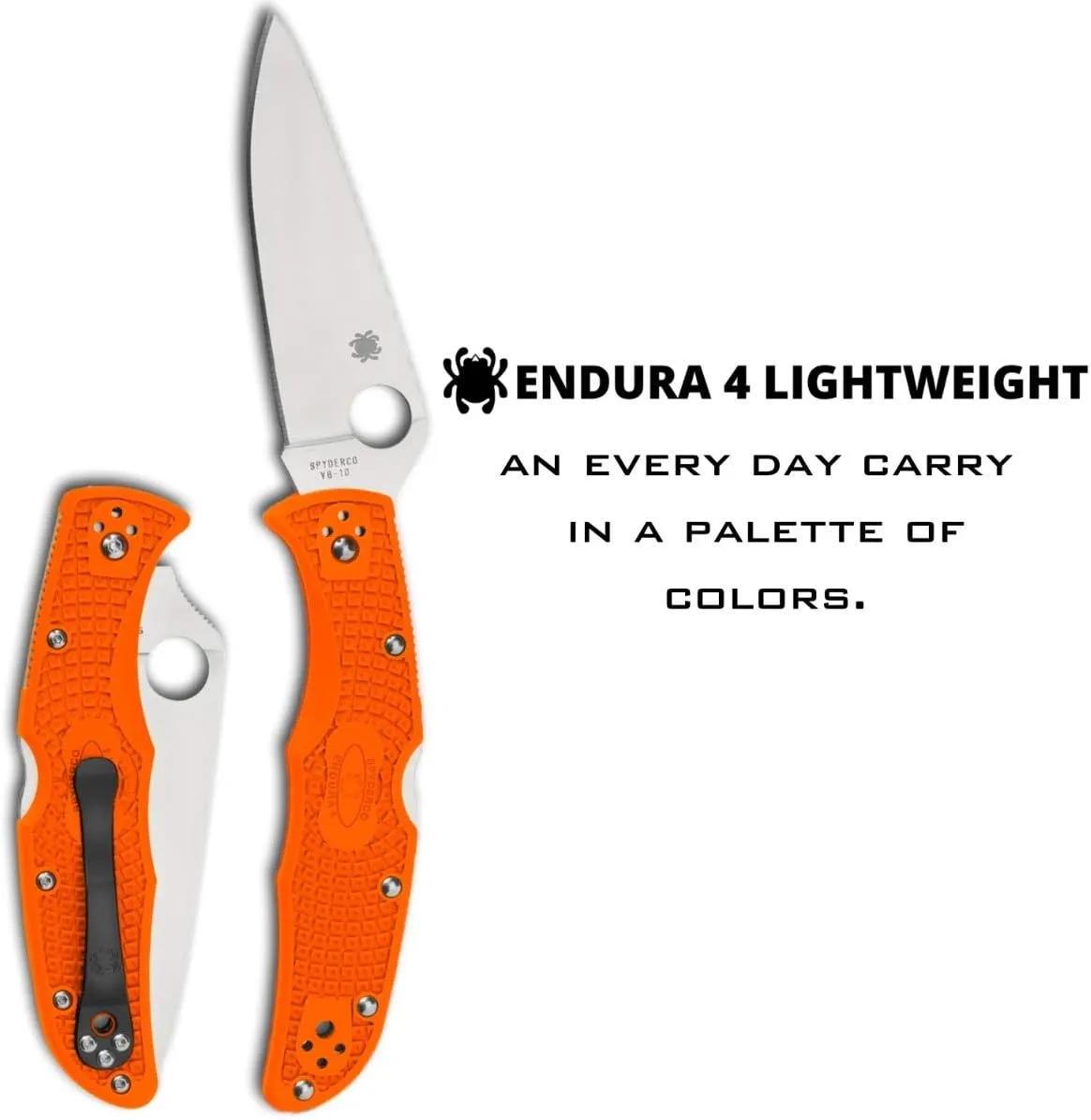 Spyderco Endura 4 Lightweight Signature Knife with 3.80" VG-10 Steel Blade and Orange FRN Handle - PlainEdge - C10FPOR