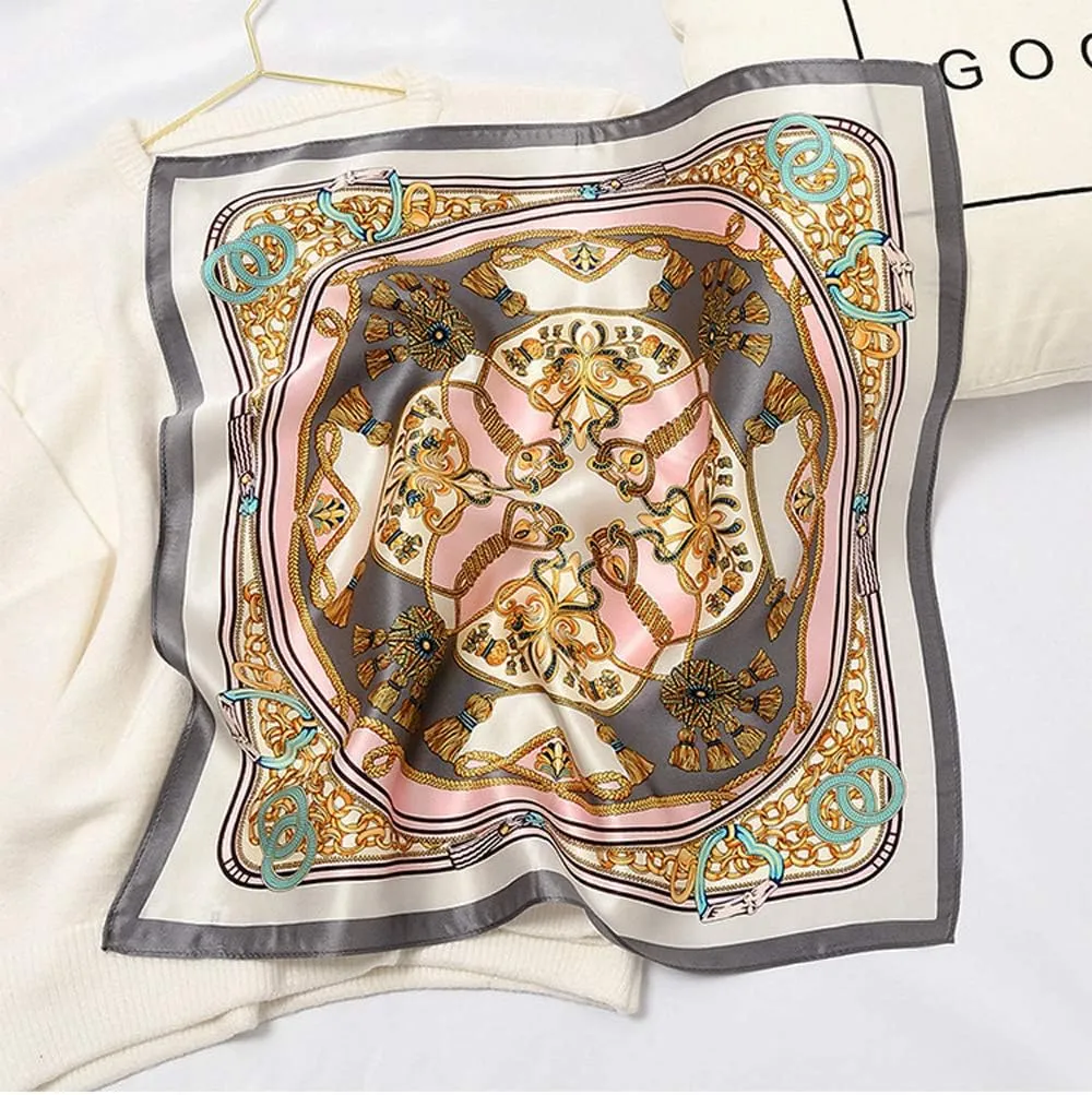 Square 100% Silk Scarves - 21" x 21" - Digital Printed Neckerchief Lightweight Scarf