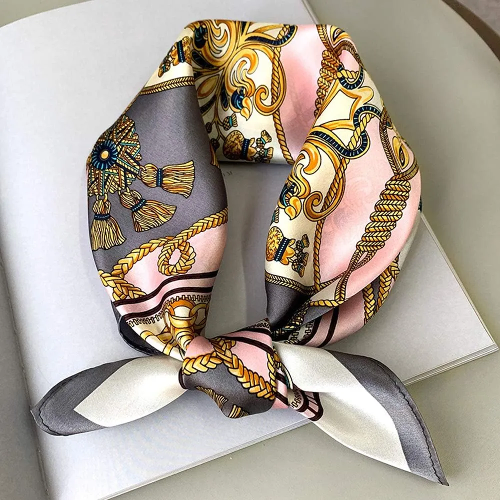 Square 100% Silk Scarves - 21" x 21" - Digital Printed Neckerchief Lightweight Scarf