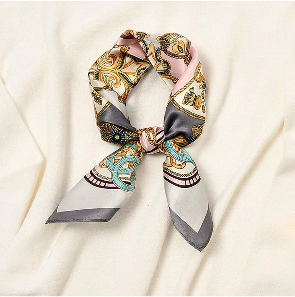 Square 100% Silk Scarves - 21" x 21" - Digital Printed Neckerchief Lightweight Scarf