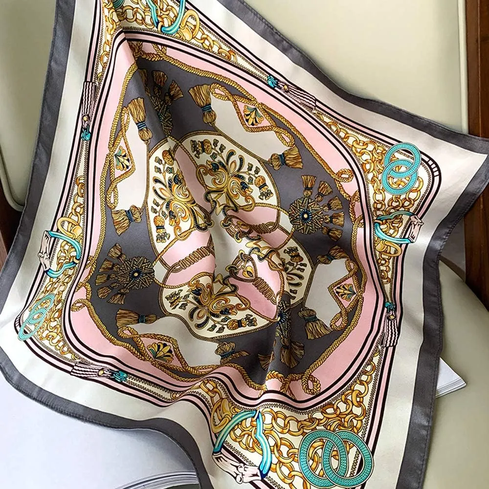 Square 100% Silk Scarves - 21" x 21" - Digital Printed Neckerchief Lightweight Scarf