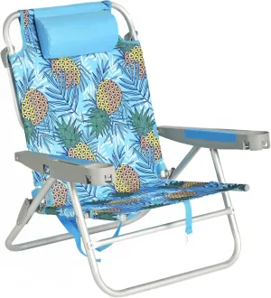 SUNNYFEEL Extra Wide 28" Low Beach Chair 5 Position Lay Flat, XL Oversized Portable Folding Camping Chairs with Cup Holder for Outdoor/Trip, Lightweight Foldable Backpack Beach Chair for Adults