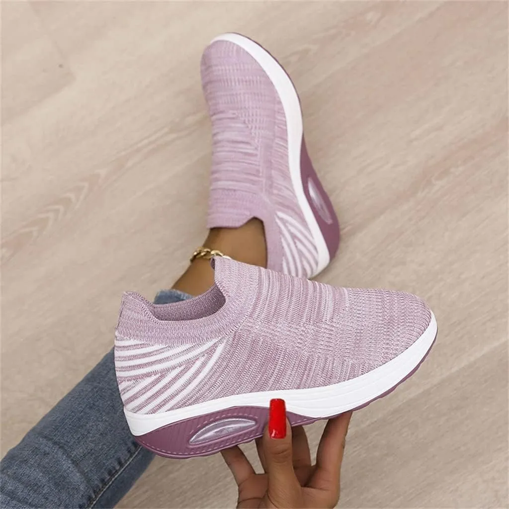 Super Soft Women's Walking Shoes, Mesh Slip On Air Cushion Lady Girls Modern Easy Shoes