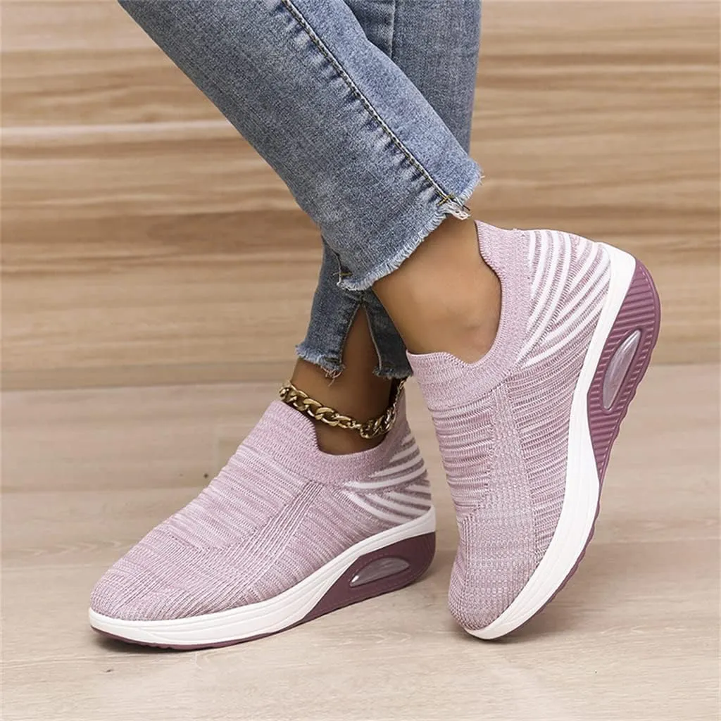 Super Soft Women's Walking Shoes, Mesh Slip On Air Cushion Lady Girls Modern Easy Shoes