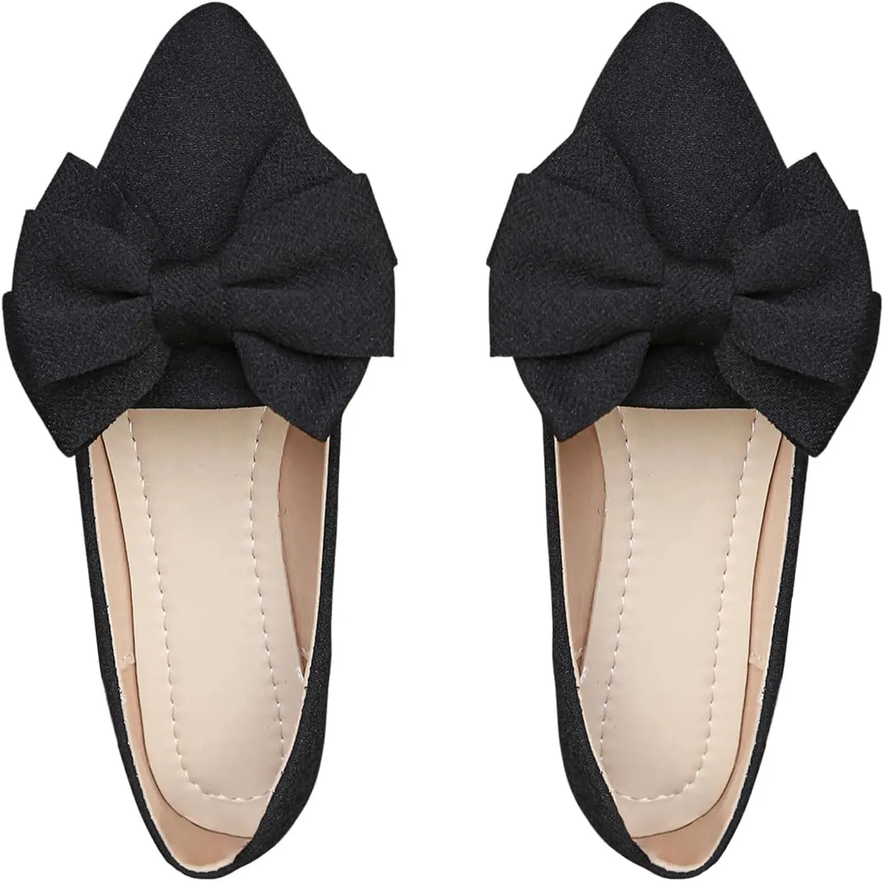 SweatyRocks Women's Bow Knot Pointed Toe Flat Shoes Comfortable Outdoor Dressy Shoes