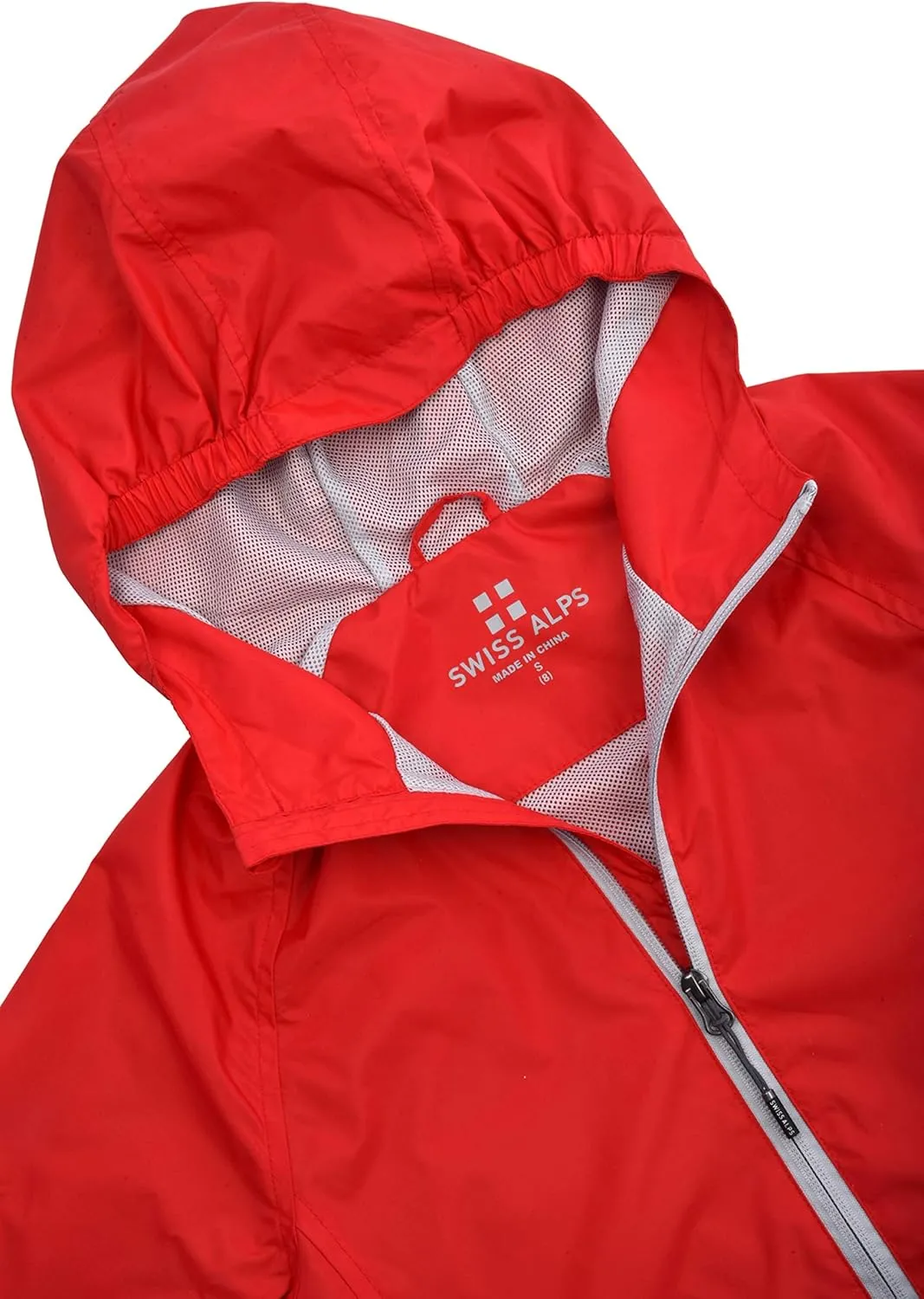 Swiss Alps Boys' Waterproof Hooded Rain Jacket Outdoor Windbreaker Lightweight Raincoats for Kids Wind Resistant