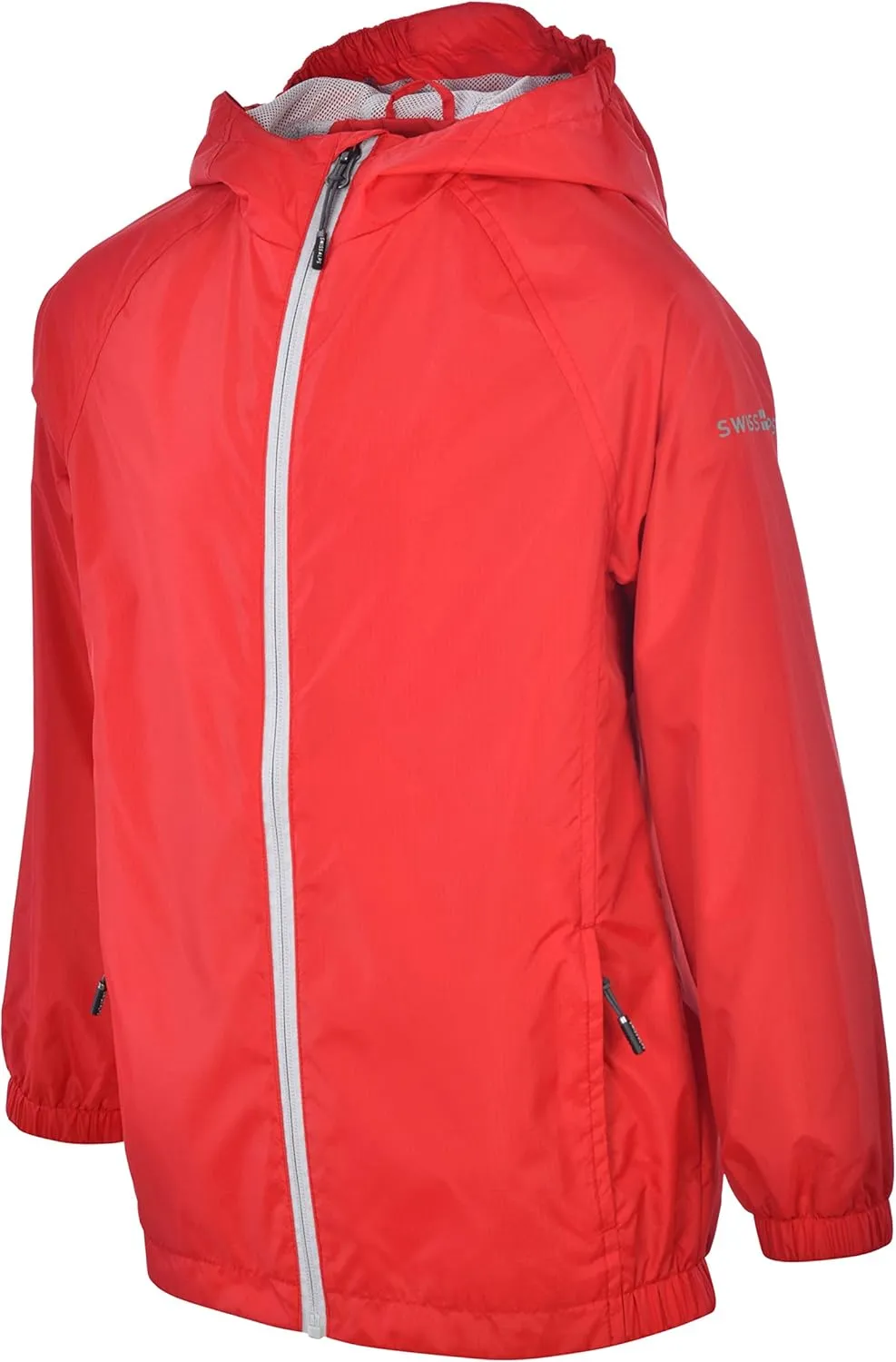 Swiss Alps Boys' Waterproof Hooded Rain Jacket Outdoor Windbreaker Lightweight Raincoats for Kids Wind Resistant