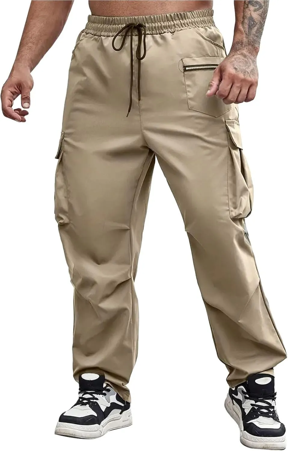 Tactical Pants for Men Athletic Training Camping Jogger Baggy Breathable Sweatpants Waist Drawstring Pant with Pocket