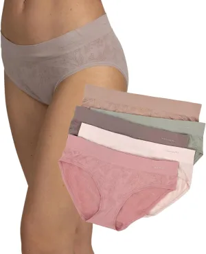 TAHARI Women's 5-Pack Seamless Hipster Underwear Invisible No Show Comfy Everyday Panties for Women