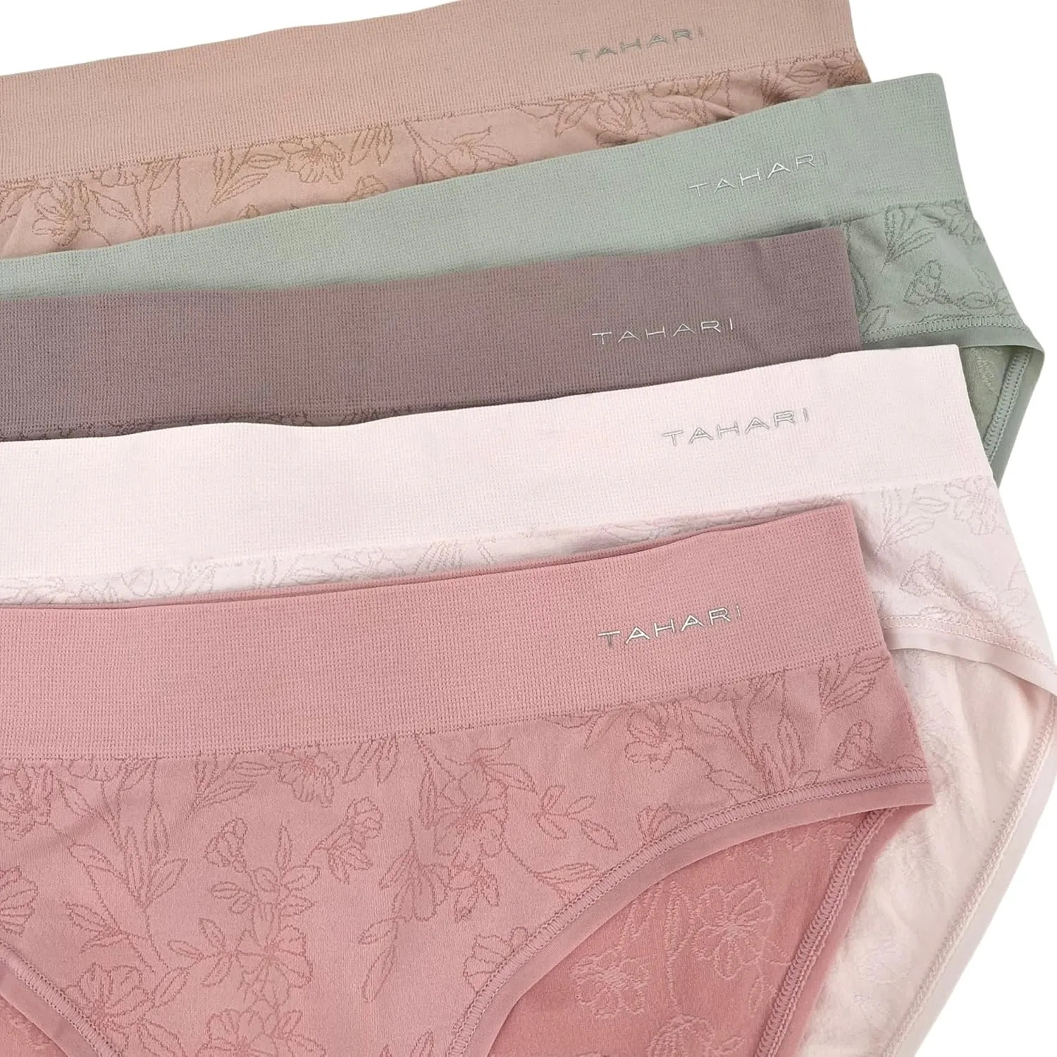 TAHARI Women's 5-Pack Seamless Hipster Underwear Invisible No Show Comfy Everyday Panties for Women