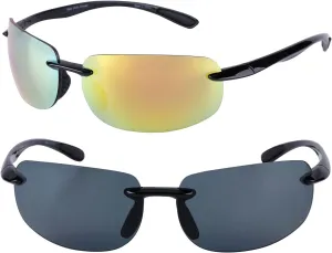 The Influencer 2 Pair of Lightweight Sport Wrap Polarized Sunglasses for Men and Women - 2 Hard Cases Included