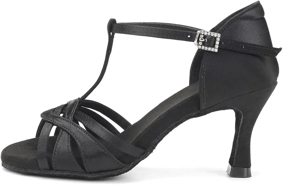 TINRYMX Women Latin Dance Shoes T-Strap Ballroom Salsa Cha-cha Professional Practice Dance Shoes,Model 3038TXD