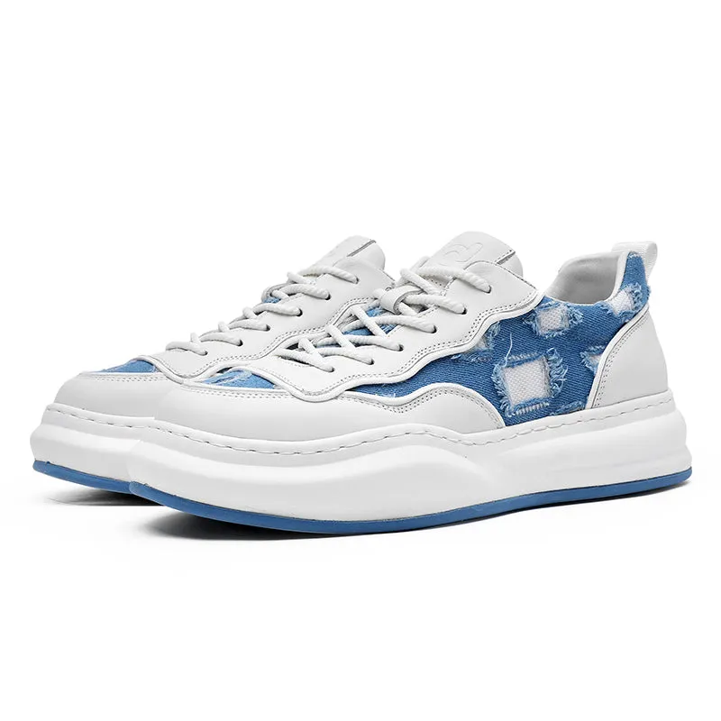 TNV Casual Shoes Thick Bottom Leather Sneakers Laces Up  Breathable DS2302