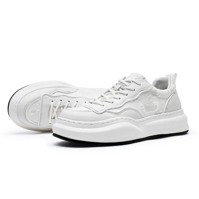TNV Casual Shoes Thick Bottom Leather Sneakers Laces Up  Breathable DS2302