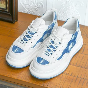 TNV Casual Shoes Thick Bottom Leather Sneakers Laces Up  Breathable DS2302