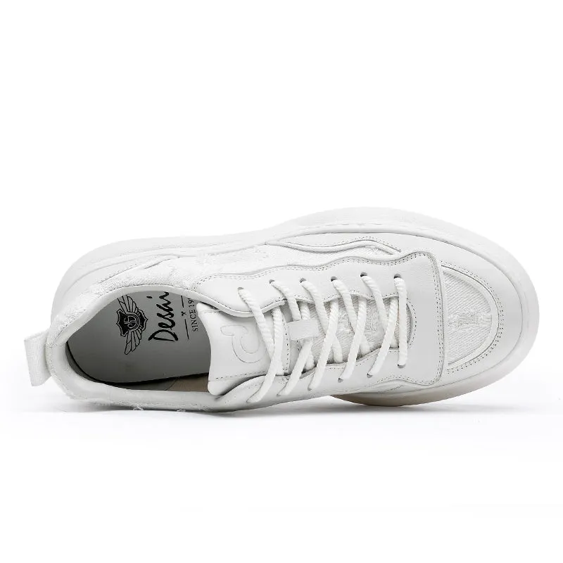 TNV Casual Shoes Thick Bottom Leather Sneakers Laces Up  Breathable DS2302
