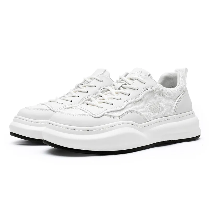 TNV Casual Shoes Thick Bottom Leather Sneakers Laces Up  Breathable DS2302