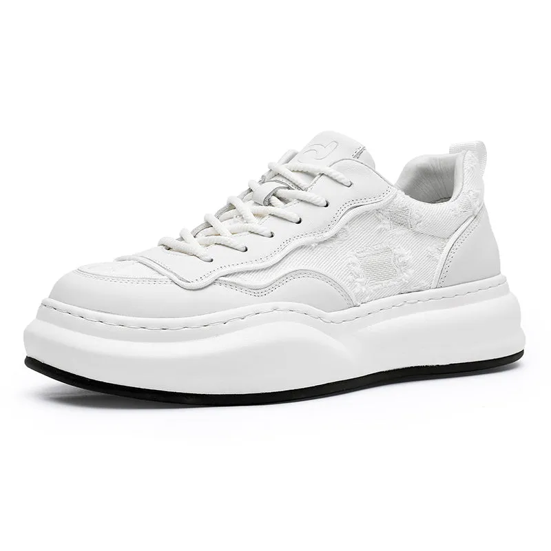 TNV Casual Shoes Thick Bottom Leather Sneakers Laces Up  Breathable DS2302