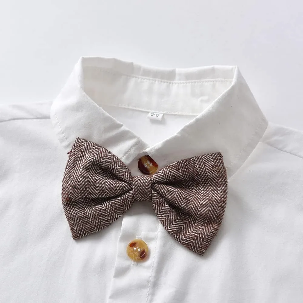 Toddler Dress Suit Baby Boys Gentleman Clothes Sets Bow Ties Shirts   Suspenders Pants Outfits