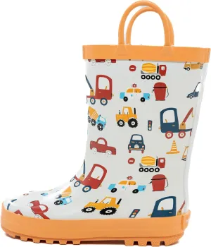 Toddler Rain Boots Waterproof Rubber Kids Rain Boots for Girls and Boys with Fun Patterns and Easy-On Handles