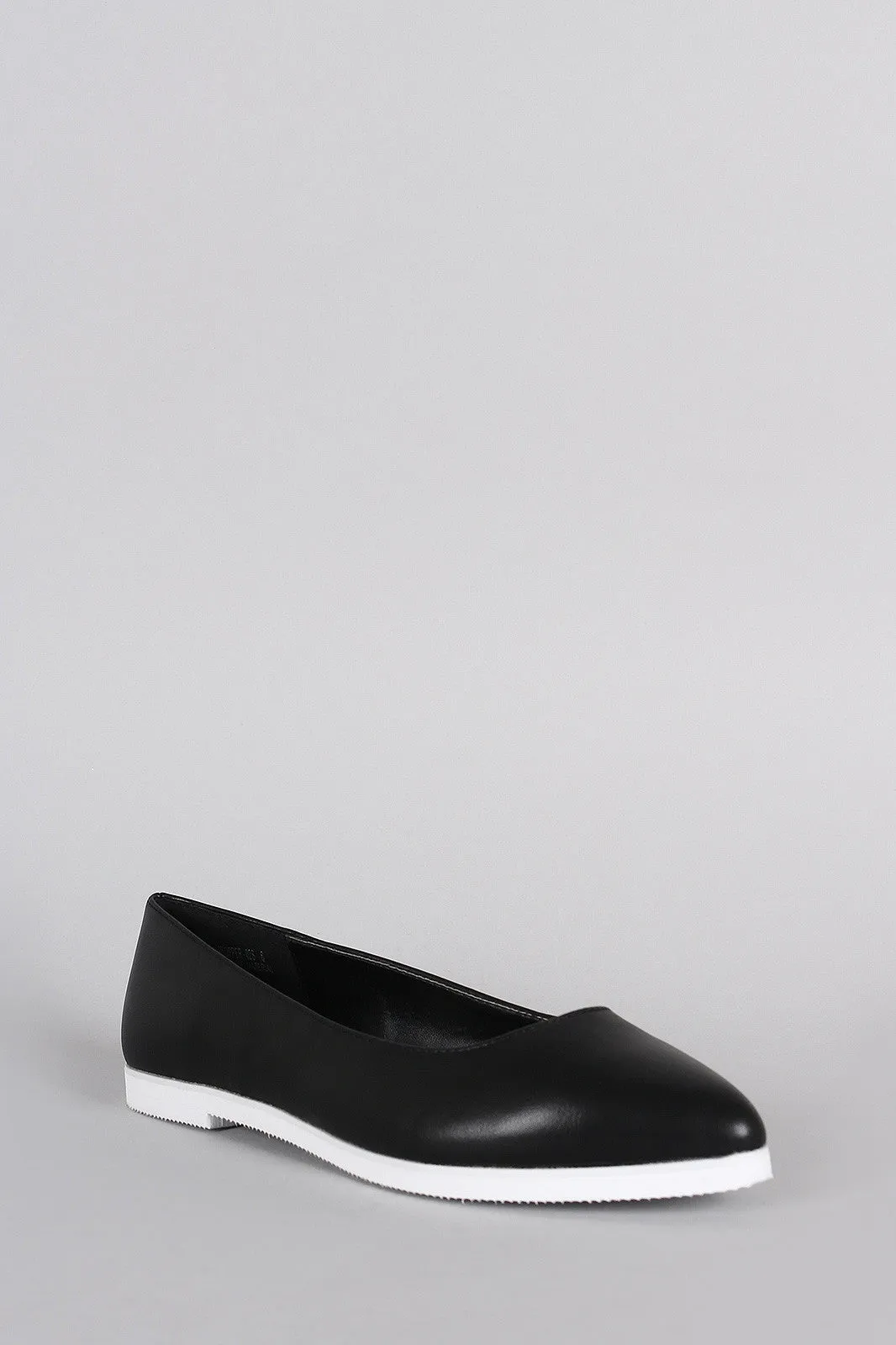 Toe Slip Contrast Sole Loafer On Pointy Flat Professional service Low-cost opportunity