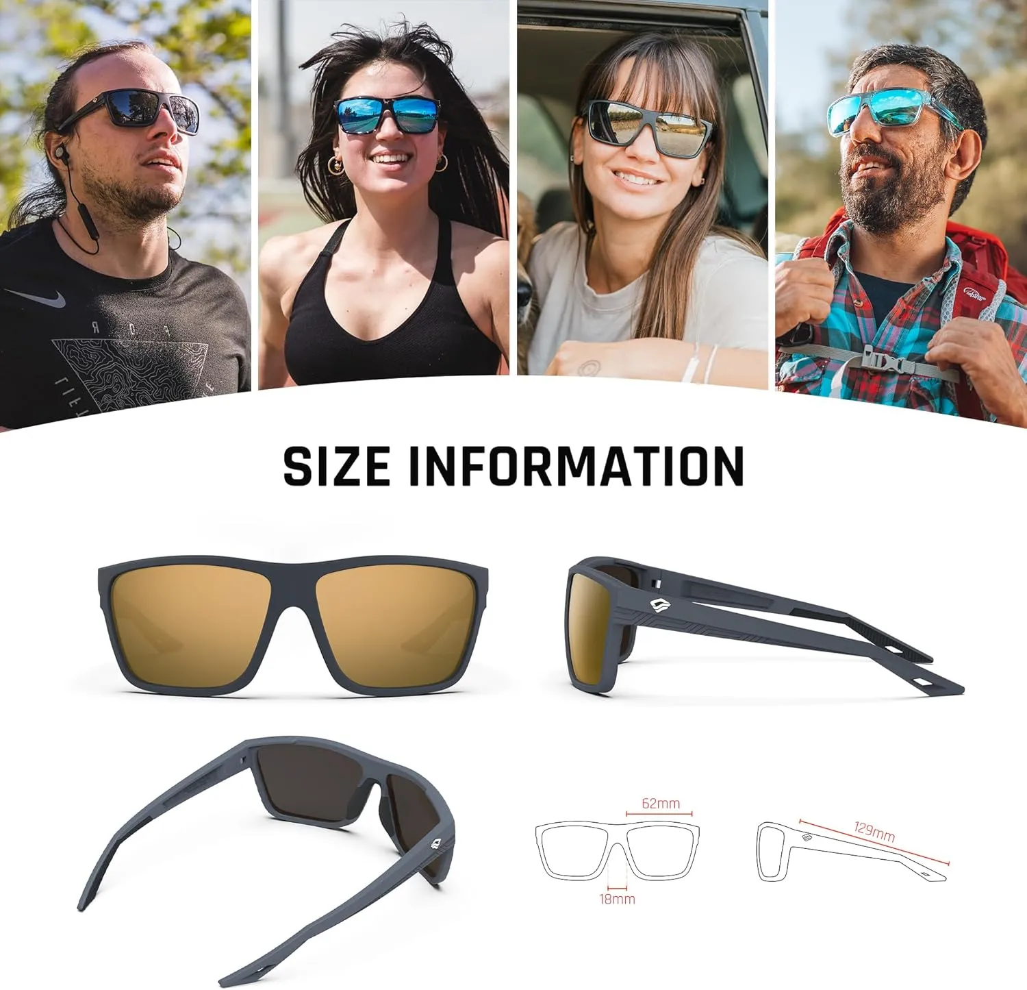 TOREGE Mens Women Sunglasses Polarized Sports UV Protection Wraparound Lightweight Sunglasses for Fishing Golfing NAUTILUS