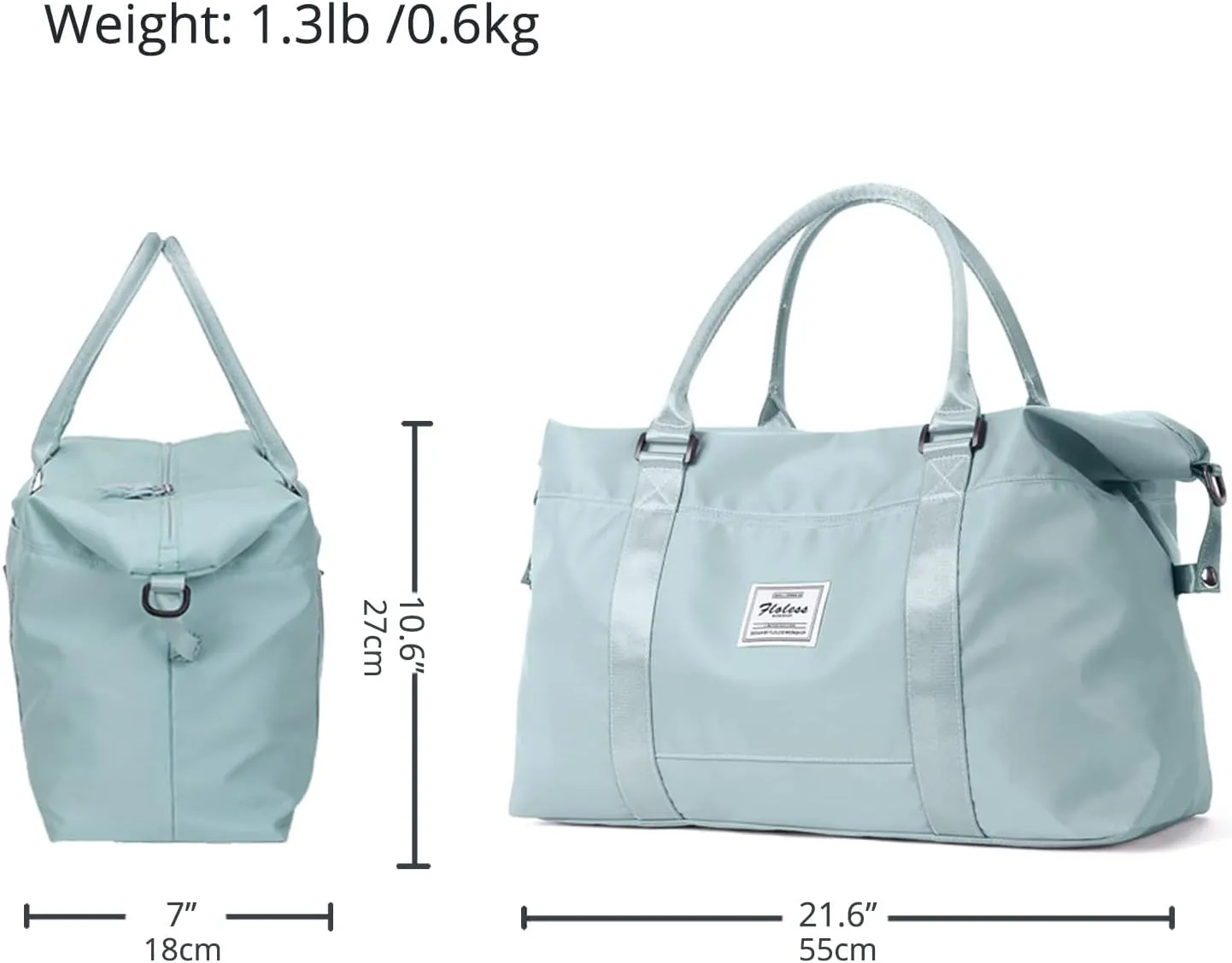 Travel Gym Bag for Women, LANBX Tote Bag Carry on Luggage Sport Duffle Weekender Overnight Bags with Wet Pocket (Light Blue)