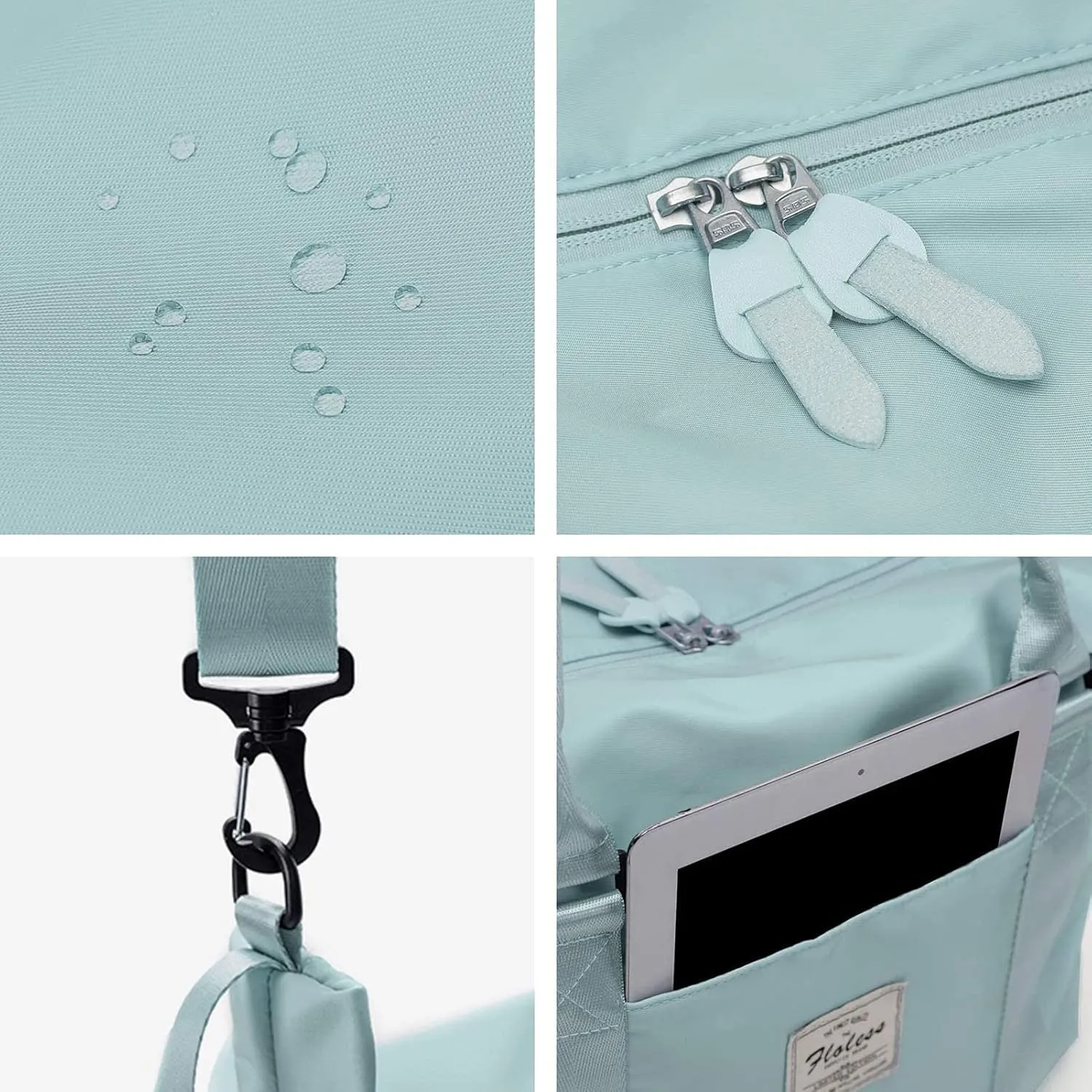 Travel Gym Bag for Women, LANBX Tote Bag Carry on Luggage Sport Duffle Weekender Overnight Bags with Wet Pocket (Light Blue)