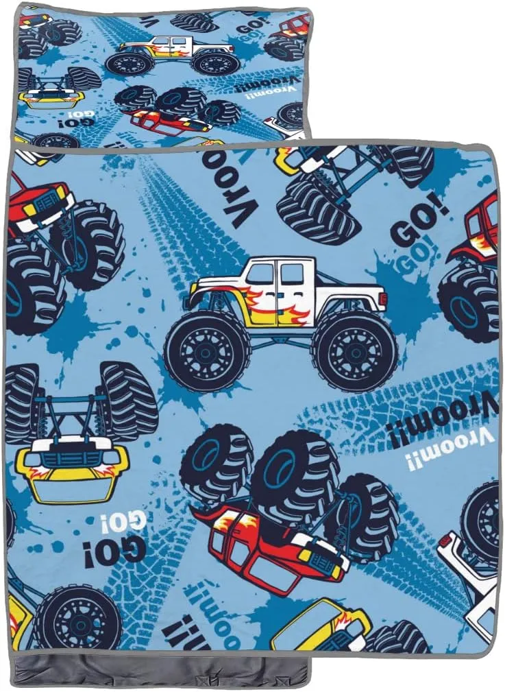Truck Toddler Nap Mat Lightweight Kids Sleeping Bag Blanket Great for Boys or Girls Napping at Daycare, Preschool, Kindergarten