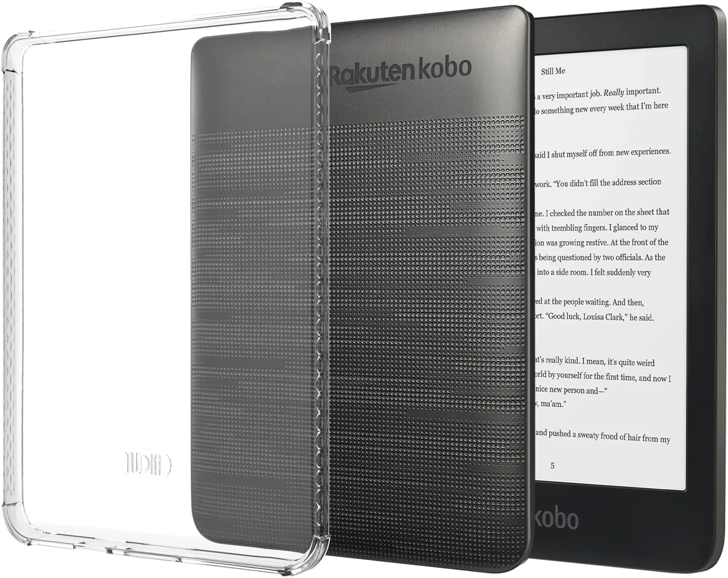 TUDIA SKN Designed for Kobo Clara HD Case 6" (2018) Back Cover, [Reinforced Corners] Shockproof Slim Anti-Yellowing Silicone Gel Clear Back Lightweight Grip TPU Bumper for eReader - Clear