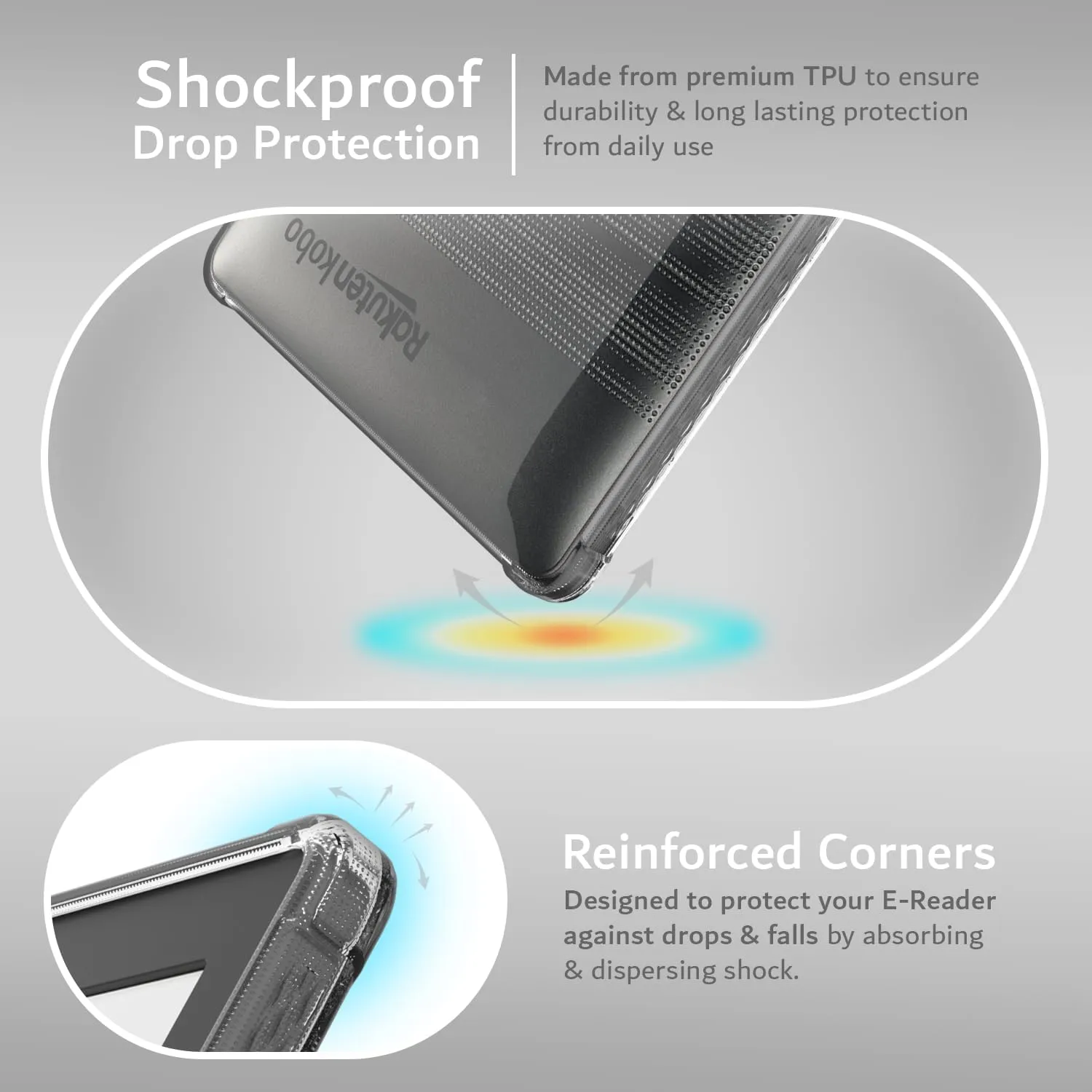 TUDIA SKN Designed for Kobo Clara HD Case 6" (2018) Back Cover, [Reinforced Corners] Shockproof Slim Anti-Yellowing Silicone Gel Clear Back Lightweight Grip TPU Bumper for eReader - Clear