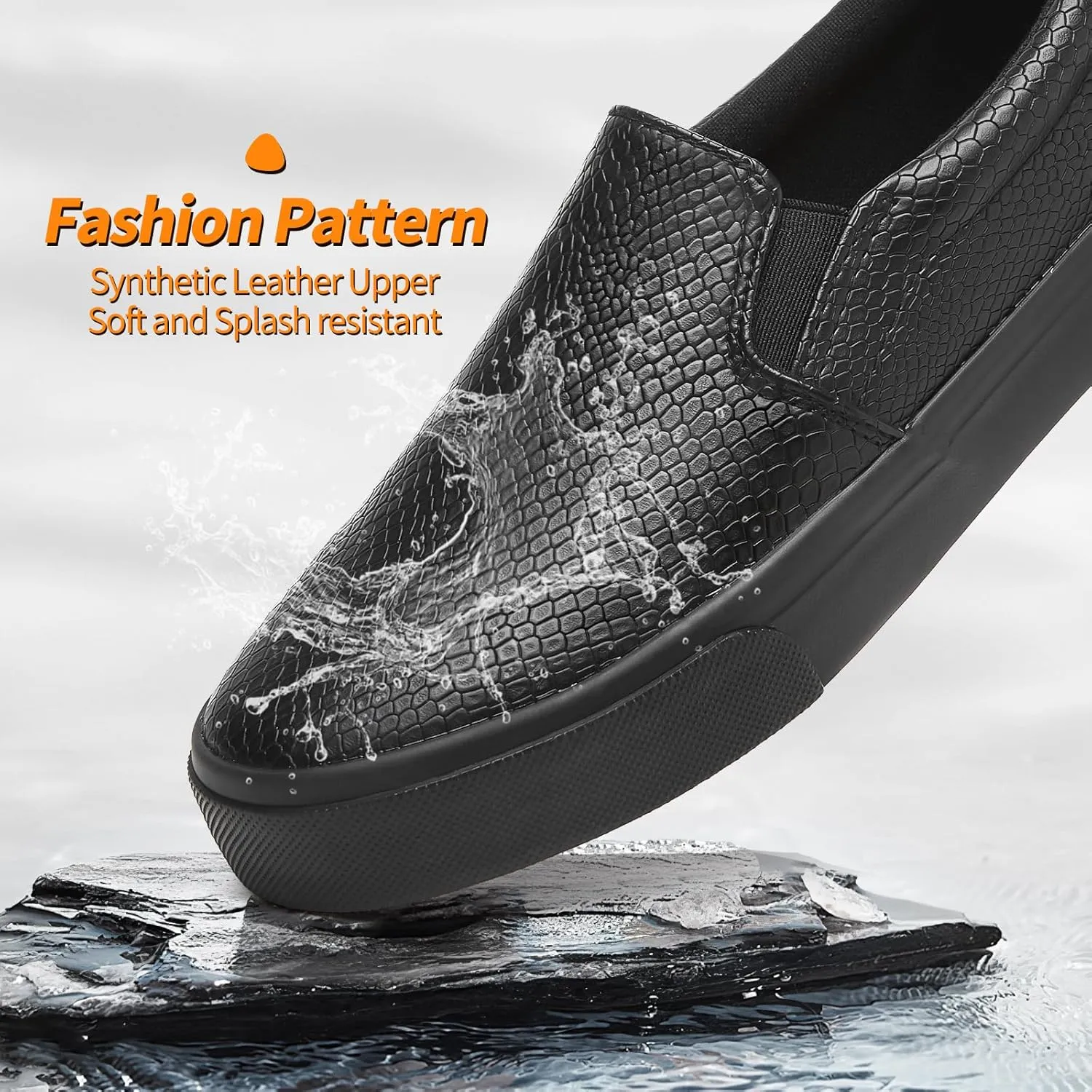 TUOPIN Womens Synthetic Leather Slip On Shoes,Padded Collar Slip on Sneakers for Women,Casual Loafers Walking Shoes