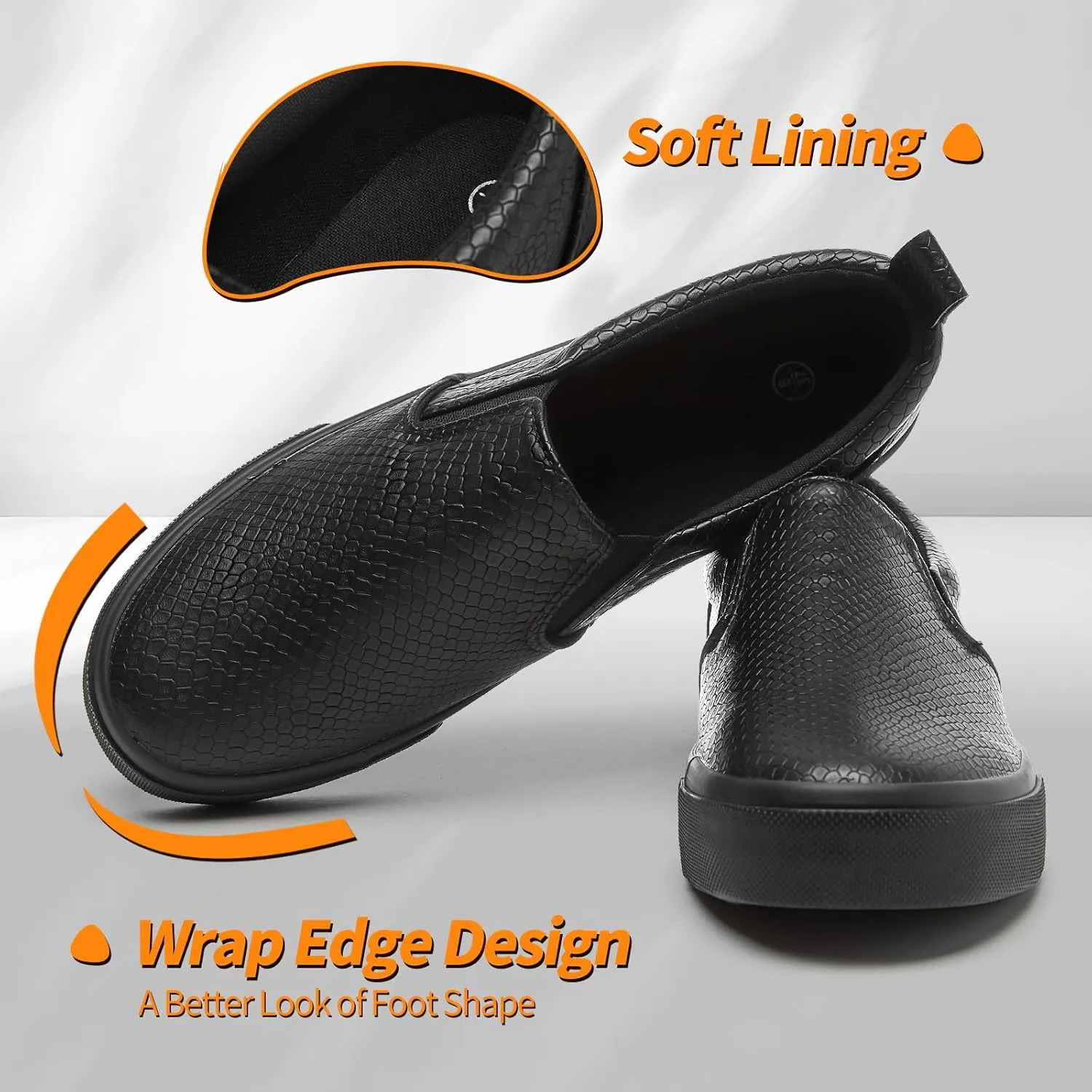 TUOPIN Womens Synthetic Leather Slip On Shoes,Padded Collar Slip on Sneakers for Women,Casual Loafers Walking Shoes