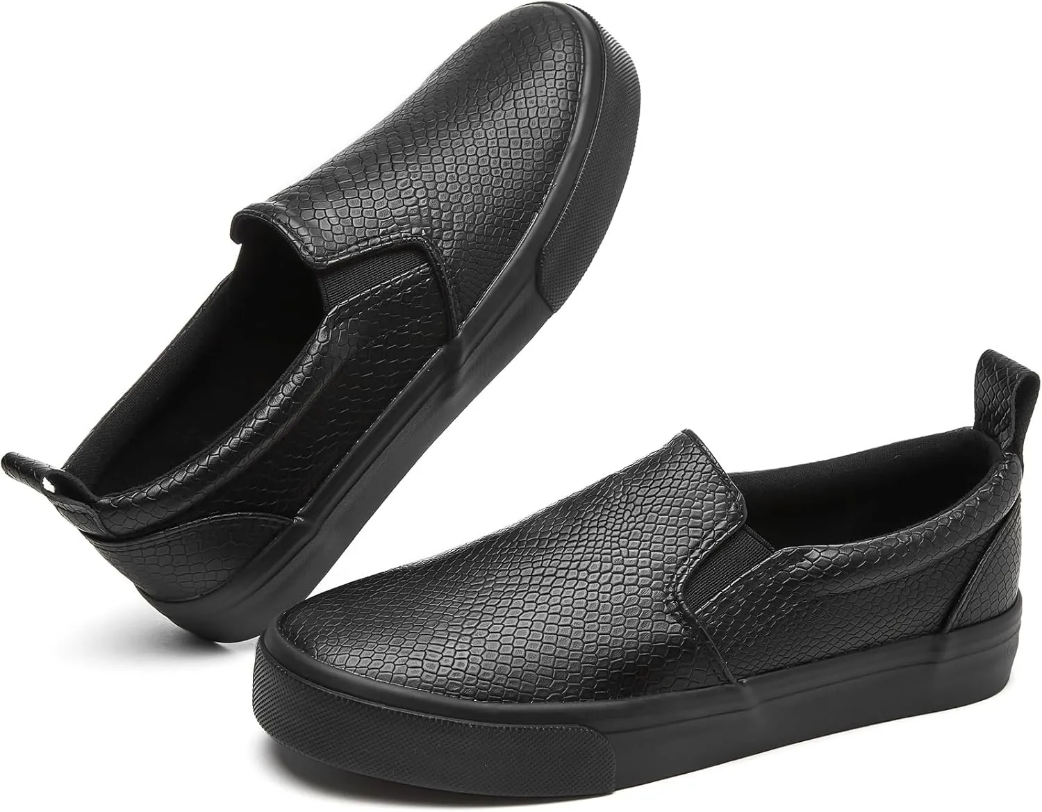 TUOPIN Womens Synthetic Leather Slip On Shoes,Padded Collar Slip on Sneakers for Women,Casual Loafers Walking Shoes