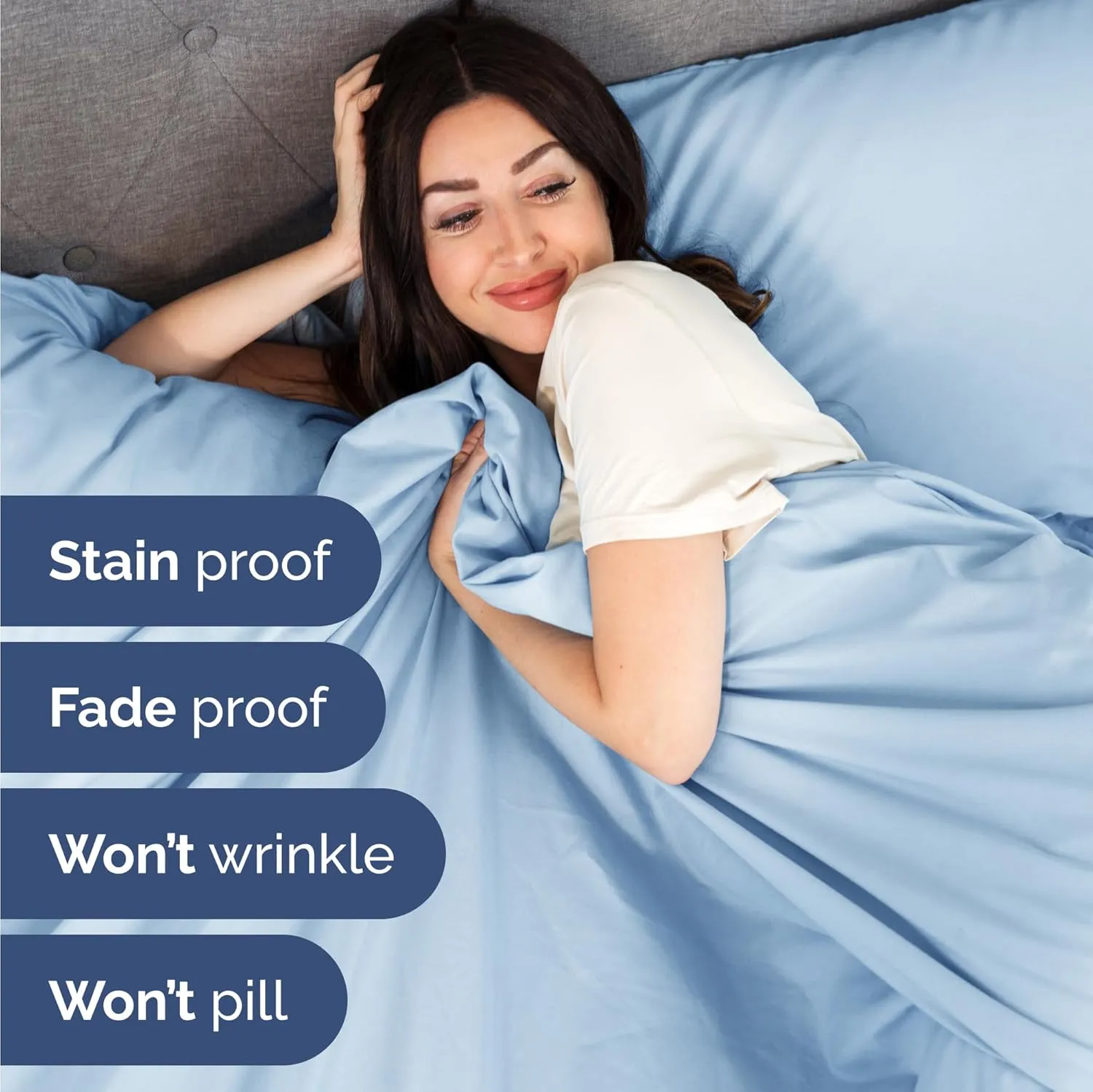 Twin 4 Piece Sheet Set - Comfy, Breathable & Cooling - Hotel Luxury Bedding for Women, Men, Kids & Teens - 1 Flat & 1 Fitted Sheet & 2 Pillowcases w/ Deep Pockets - Soft and Wrinkle Free - Baby Blue