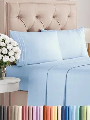 Twin 4 Piece Sheet Set - Comfy, Breathable & Cooling - Hotel Luxury Bedding for Women, Men, Kids & Teens - 1 Flat & 1 Fitted Sheet & 2 Pillowcases w/ Deep Pockets - Soft and Wrinkle Free - Baby Blue