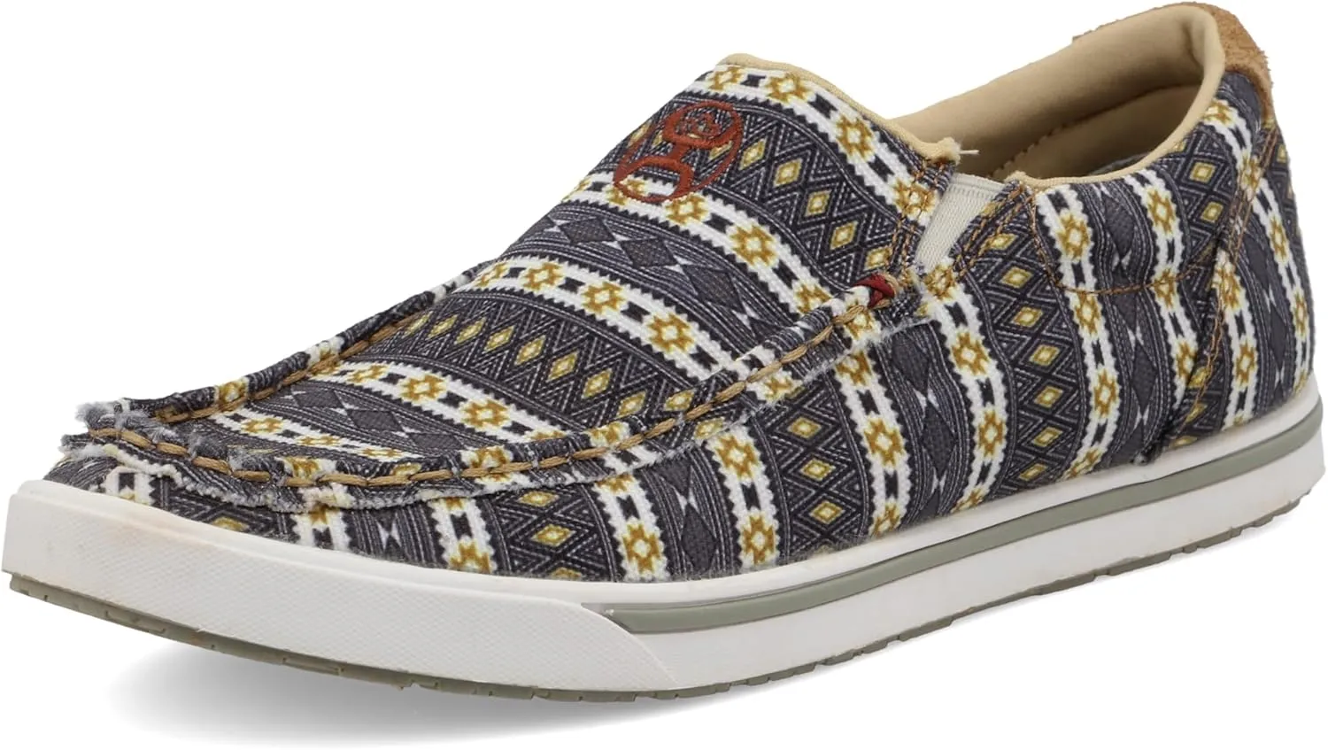 Twisted X Women's Hooey Slip-On Loper, Moc Toe, Black & Yellow Multi, 9.5 M