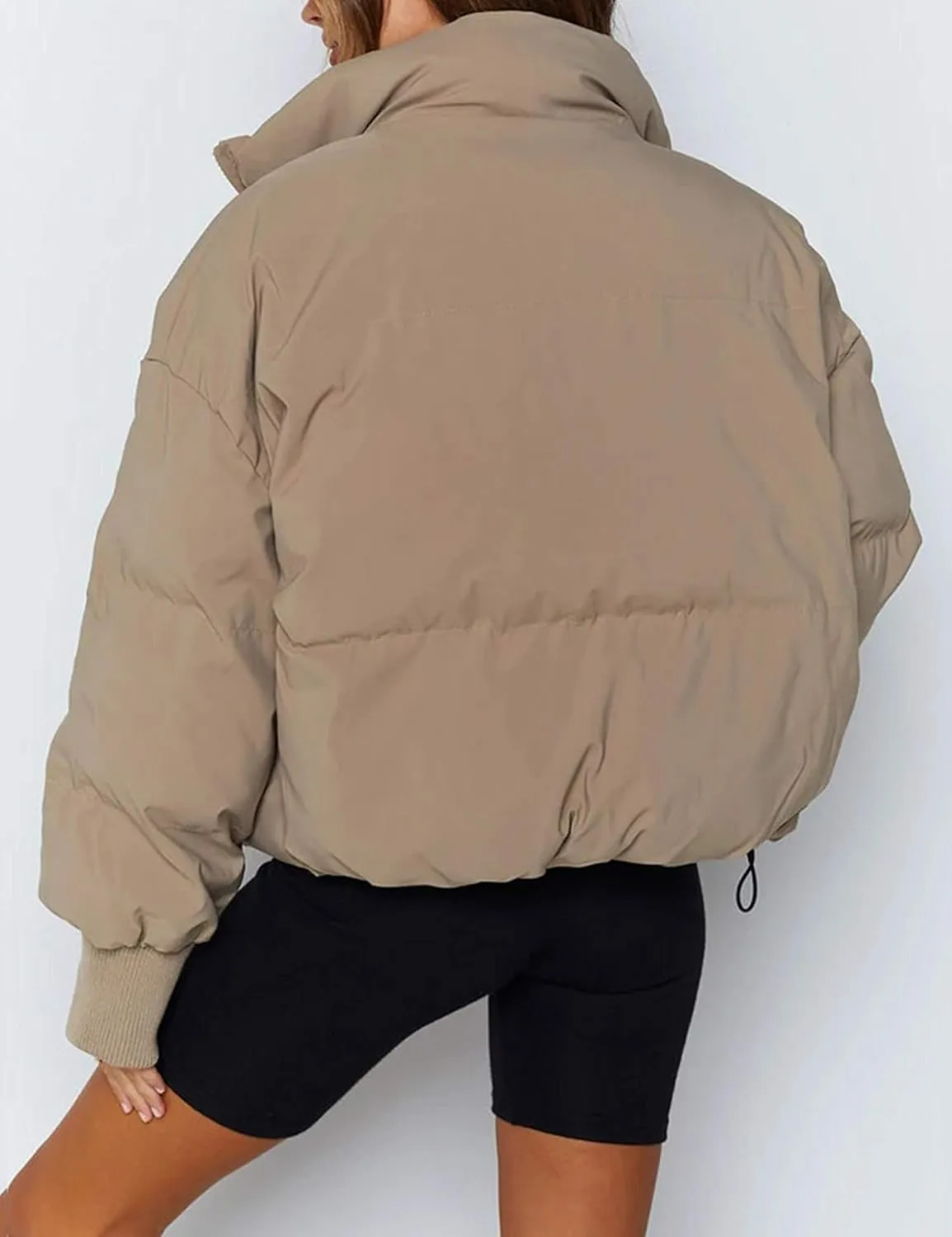 UANEO Puffer Jacket Womens Oversized Cropped Puffy Quilted Winter Jackets Coat
