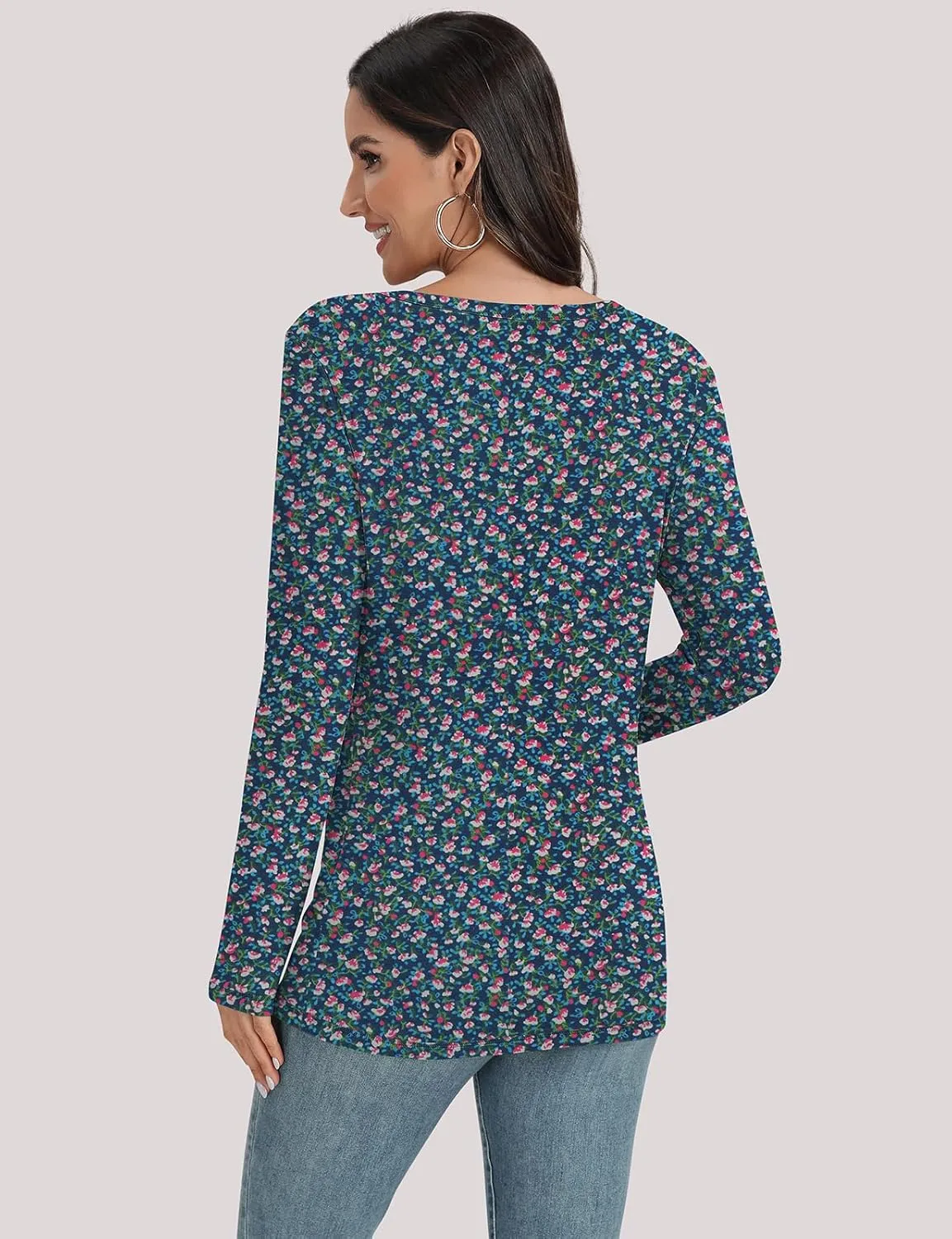 UEU Womens Long Sleeve Tops Crew Neck Casual Pleated Shirts Fashion Dressy Tunic Blouses 2025 Trendy Fall Clothes