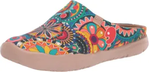 UIN Women's Slip On Mules Comfortable Flat Lightweight Wide Toe Clog Casual Art Painted Travel Shoes Malaga Series