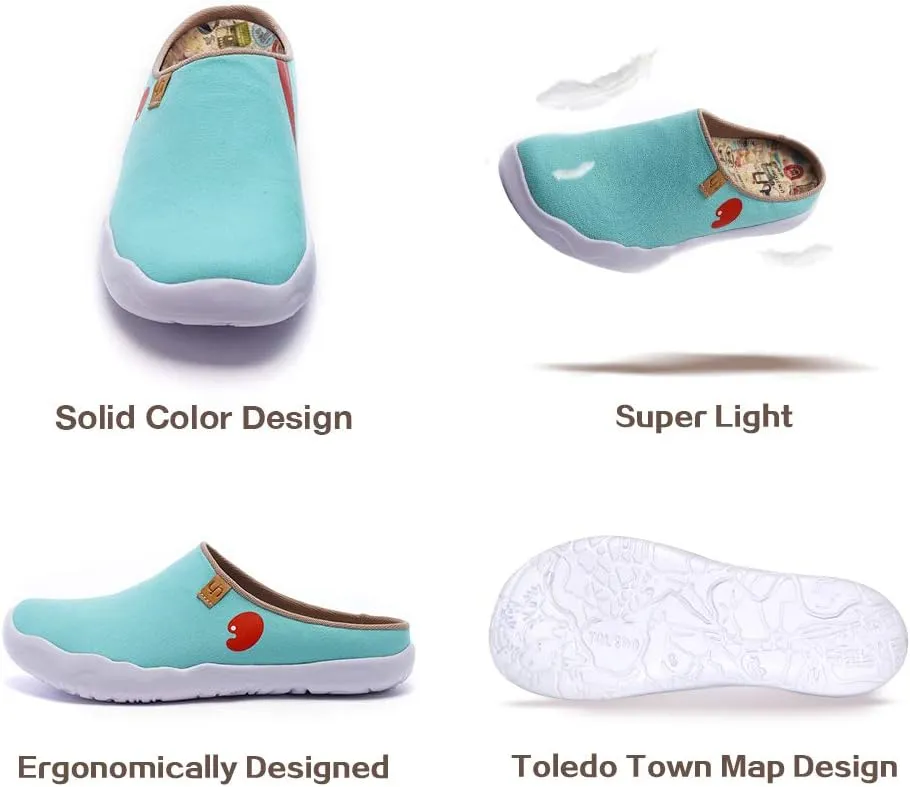 UIN Women's Slip On Mules Comfortable Flat Lightweight Wide Toe Clog Casual Art Painted Travel Shoes Malaga Series