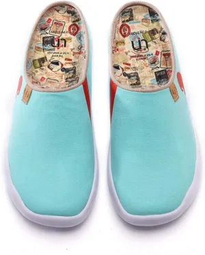 UIN Women's Slip On Mules Comfortable Flat Lightweight Wide Toe Clog Casual Art Painted Travel Shoes Malaga Series