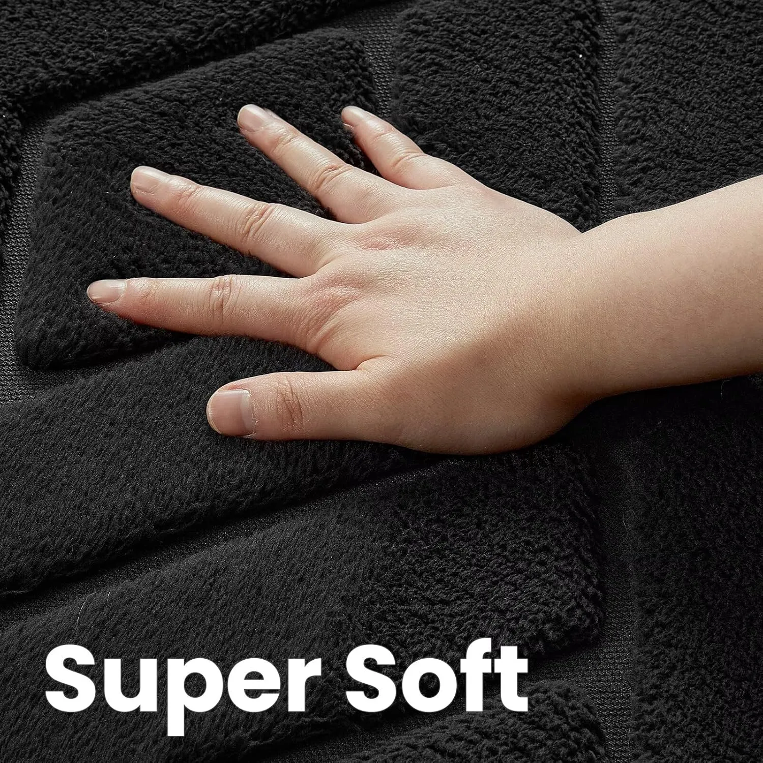 Ultra Soft Black Area Rug for Bedroom, 3x5 Modern Geometric Shag Rugs with Nonslip Backing for Living Room, Washable Fuzzy Carpet for Cozy Kids Room Nursery