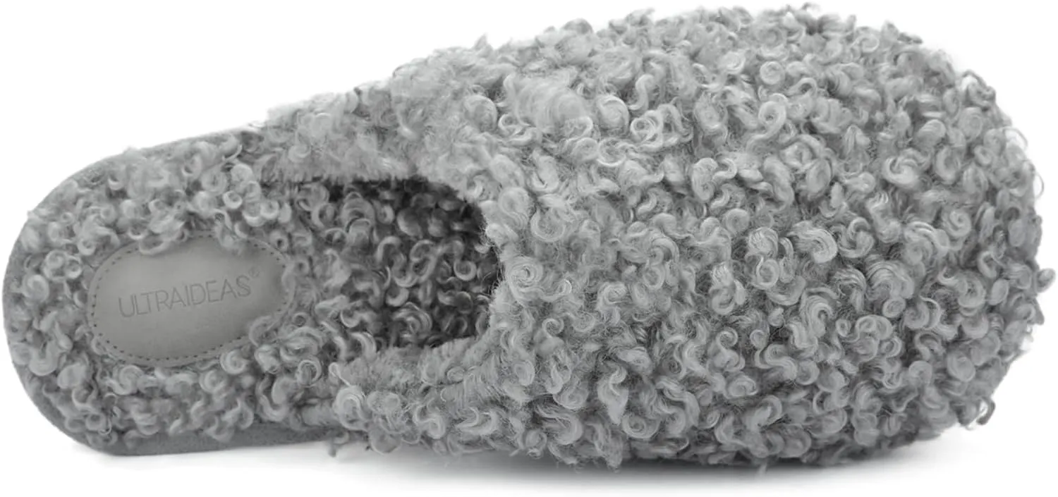 ULTRAIDEAS Women's Fuzzy Slip-on Slippers, Cozy Indoor House Shoes with Memory Foam
