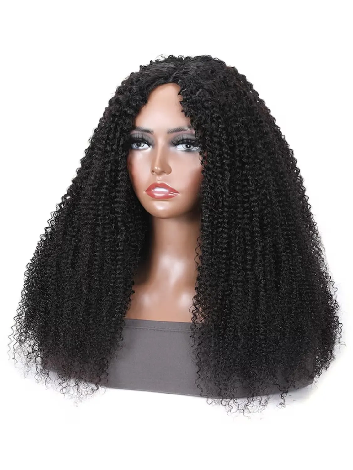 UNICE EasiContour V Part Kinky Curly Human Hair Wig - Glueless, Minimal Leave Out, Upgrade U Part, Beginner Friendly - 150% Density, 20 Inch