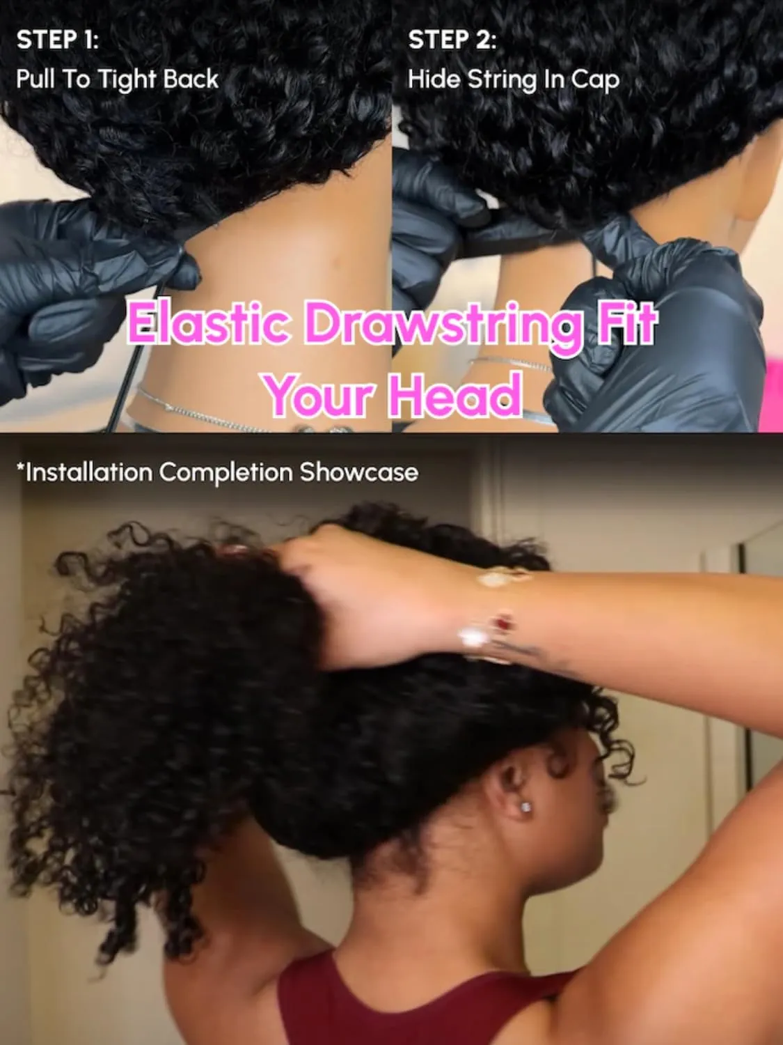 UNICE EasiContour V Part Kinky Curly Human Hair Wig - Glueless, Minimal Leave Out, Upgrade U Part, Beginner Friendly - 150% Density, 20 Inch