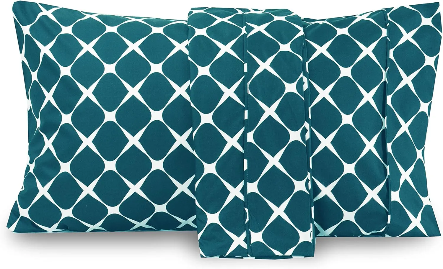 Valerian Bloomingdale Pattern Pillowcase 1500 Thread Count 2-Piece Set Super Soft, Easy Slip-On and Wrinkle Resistant, Bloomingdale Queen Pillowcase, Turquoise